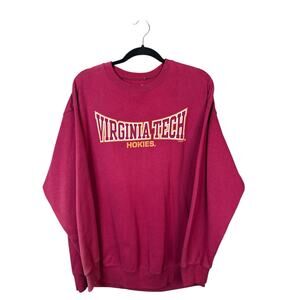 Hanes Virginia Tech Hokies Maroon Orange Long Sleeve Pullover Sweatshirt Size XL
